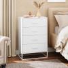 imageWLIVE White Wood Dresser for Bedroom with 4 Drawers Tall Chest of Drawers with Sturdy Metal Frame for Living Room Hallway ClosetWhite