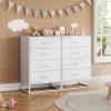 imageWLIVE White Wood Dresser for Bedroom with 4 Drawers Tall Chest of Drawers with Sturdy Metal Frame for Living Room Hallway ClosetWhite