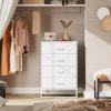imageWLIVE White Wood Dresser for Bedroom with 4 Drawers Tall Chest of Drawers with Sturdy Metal Frame for Living Room Hallway ClosetWhite