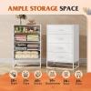 imageWLIVE White Wood Dresser for Bedroom with 4 Drawers Tall Chest of Drawers with Sturdy Metal Frame for Living Room Hallway ClosetWhite