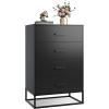imageWLIVE White Wood Dresser for Bedroom with 4 Drawers Tall Chest of Drawers with Sturdy Metal Frame for Living Room Hallway ClosetBlack