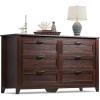 imageWLIVE White Wood Dresser for Bedroom with 4 Drawers Tall Chest of Drawers with Sturdy Metal Frame for Living Room Hallway ClosetBrown
