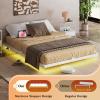 imageWLIVE Floating Queen Bed Frame LED Bed Frame with Charging Station Metal Platform Beds Queen Size with Heavy Duty Steel Slats No Box Spring Needed Easy Assembly No Noise BlackWhite