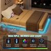 imageWLIVE Floating Queen Bed Frame LED Bed Frame with Charging Station Metal Platform Beds Queen Size with Heavy Duty Steel Slats No Box Spring Needed Easy Assembly No Noise BlackWhite