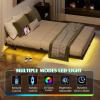 imageWLIVE Floating Queen Bed Frame LED Bed Frame with Charging Station Metal Platform Beds Queen Size with Heavy Duty Steel Slats No Box Spring Needed Easy Assembly No Noise BlackBlack