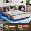 imageWLIVE Floating Queen Bed Frame LED Bed Frame with Charging Station Metal Platform Beds Queen Size with Heavy Duty Steel Slats No Box Spring Needed Easy Assembly No Noise BlackBlack
