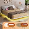 imageWLIVE Floating Queen Bed Frame LED Bed Frame with Charging Station Metal Platform Beds Queen Size with Heavy Duty Steel Slats No Box Spring Needed Easy Assembly No Noise BlackWhite