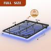 imageWLIVE Floating Queen Bed Frame LED Bed Frame with Charging Station Metal Platform Beds Queen Size with Heavy Duty Steel Slats No Box Spring Needed Easy Assembly No Noise BlackBlack