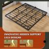 imageWLIVE Floating Queen Bed Frame LED Bed Frame with Charging Station Metal Platform Beds Queen Size with Heavy Duty Steel Slats No Box Spring Needed Easy Assembly No Noise BlackBlack