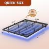 imageWLIVE Floating Queen Bed Frame LED Bed Frame with Charging Station Metal Platform Beds Queen Size with Heavy Duty Steel Slats No Box Spring Needed Easy Assembly No Noise BlackBlack