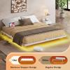 imageWLIVE Floating Queen Bed Frame LED Bed Frame with Charging Station Metal Platform Beds Queen Size with Heavy Duty Steel Slats No Box Spring Needed Easy Assembly No Noise BlackWhite