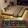 imageWLIVE Floating Queen Bed Frame LED Bed Frame with Charging Station Metal Platform Beds Queen Size with Heavy Duty Steel Slats No Box Spring Needed Easy Assembly No Noise BlackBlack