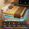 imageWLIVE Floating Queen Bed Frame LED Bed Frame with Charging Station Metal Platform Beds Queen Size with Heavy Duty Steel Slats No Box Spring Needed Easy Assembly No Noise BlackWhite