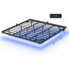 imageWLIVE Floating Queen Bed Frame LED Bed Frame with Charging Station Metal Platform Beds Queen Size with Heavy Duty Steel Slats No Box Spring Needed Easy Assembly No Noise BlackBlack