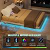 imageWLIVE Floating Queen Bed Frame LED Bed Frame with Charging Station Metal Platform Beds Queen Size with Heavy Duty Steel Slats No Box Spring Needed Easy Assembly No Noise BlackWhite