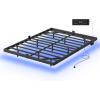 imageWLIVE Floating Queen Bed Frame LED Bed Frame with Charging Station Metal Platform Beds Queen Size with Heavy Duty Steel Slats No Box Spring Needed Easy Assembly No Noise BlackBlack