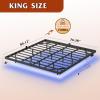 imageWLIVE Floating Queen Bed Frame LED Bed Frame with Charging Station Metal Platform Beds Queen Size with Heavy Duty Steel Slats No Box Spring Needed Easy Assembly No Noise BlackBlack