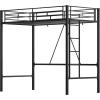 imageWLIVE Loft Bed Twin Size Heavy Duty Metal Loft Bed with Safety Guard ampamp Ladder Noise Free No Box Spring Needed BlackTwin