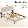 imageWLIVE Queen Size Upholstered Bed Frame Velvet Square Tufted Headboard Sturdy Metal ampamp Wooden Slats Support No Box Spring Needed Light GreyBeige