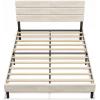 imageWLIVE Queen Size Upholstered Bed Frame Velvet Square Tufted Headboard Sturdy Metal ampamp Wooden Slats Support No Box Spring Needed Light GreyBeige