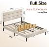 imageWLIVE Queen Size Upholstered Bed Frame Velvet Square Tufted Headboard Sturdy Metal ampamp Wooden Slats Support No Box Spring Needed Light GreyBeige