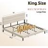 imageWLIVE Queen Size Upholstered Bed Frame Velvet Square Tufted Headboard Sturdy Metal ampamp Wooden Slats Support No Box Spring Needed Light GreyBeige
