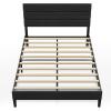 imageWLIVE Queen Size Upholstered Bed Frame Velvet Square Tufted Headboard Sturdy Metal ampamp Wooden Slats Support No Box Spring Needed Light GreyBlack