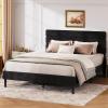 imageWLIVE Queen Size Upholstered Bed Frame Velvet Square Tufted Headboard Sturdy Metal ampamp Wooden Slats Support No Box Spring Needed Light GreyBlack