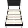 imageWLIVE Queen Size Upholstered Bed Frame Velvet Square Tufted Headboard Sturdy Metal ampamp Wooden Slats Support No Box Spring Needed Light GreyBlack