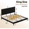 imageWLIVE Queen Size Upholstered Bed Frame Velvet Square Tufted Headboard Sturdy Metal ampamp Wooden Slats Support No Box Spring Needed Light GreyBlack
