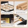 imageWLIVE Queen Size Upholstered Bed Frame Velvet Square Tufted Headboard Sturdy Metal ampamp Wooden Slats Support No Box Spring Needed Light GreyBlack