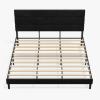 imageWLIVE Queen Size Upholstered Bed Frame Velvet Square Tufted Headboard Sturdy Metal ampamp Wooden Slats Support No Box Spring Needed Light GreyBlack