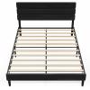 imageWLIVE Queen Size Upholstered Bed Frame Velvet Square Tufted Headboard Sturdy Metal ampamp Wooden Slats Support No Box Spring Needed Light GreyBlack