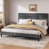 imageWLIVE Queen Size Upholstered Bed Frame Velvet Square Tufted Headboard Sturdy Metal ampamp Wooden Slats Support No Box Spring Needed Light GreyGrey