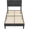 imageWLIVE Queen Size Upholstered Bed Frame Velvet Square Tufted Headboard Sturdy Metal ampamp Wooden Slats Support No Box Spring Needed Light GreyGrey