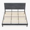 imageWLIVE Queen Size Upholstered Bed Frame Velvet Square Tufted Headboard Sturdy Metal ampamp Wooden Slats Support No Box Spring Needed Light GreyGrey
