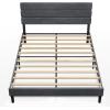 imageWLIVE Queen Size Upholstered Bed Frame Velvet Square Tufted Headboard Sturdy Metal ampamp Wooden Slats Support No Box Spring Needed Light GreyGrey