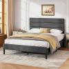 imageWLIVE Queen Size Upholstered Bed Frame Velvet Square Tufted Headboard Sturdy Metal ampamp Wooden Slats Support No Box Spring Needed Light GreyGrey