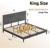 imageWLIVE Queen Size Upholstered Bed Frame Velvet Square Tufted Headboard Sturdy Metal ampamp Wooden Slats Support No Box Spring Needed Light GreyGrey