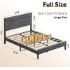 imageWLIVE Queen Size Upholstered Bed Frame Velvet Square Tufted Headboard Sturdy Metal ampamp Wooden Slats Support No Box Spring Needed Light GreyGrey