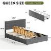 imageWLIVE Queen Size Upholstered Bed Frame with 4 Drawers and Velvet Square Tufted Headboard Sturdy Metal ampamp Wooden Slats Support No Box Spring Needed Easy Assembly Light GreyGrey