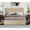imageWLIVE Queen Size Upholstered Bed Frame with 4 Drawers and Velvet Square Tufted Headboard Sturdy Metal ampamp Wooden Slats Support No Box Spring Needed Easy Assembly Light GreyBeige