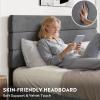 imageWLIVE Queen Size Upholstered Bed Frame with 4 Drawers and Velvet Square Tufted Headboard Sturdy Metal ampamp Wooden Slats Support No Box Spring Needed Easy Assembly Light GreyGrey