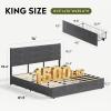 imageWLIVE Queen Size Upholstered Bed Frame with 4 Drawers and Velvet Square Tufted Headboard Sturdy Metal ampamp Wooden Slats Support No Box Spring Needed Easy Assembly Light GreyGrey