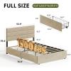 imageWLIVE Queen Size Upholstered Bed Frame with 4 Drawers and Velvet Square Tufted Headboard Sturdy Metal ampamp Wooden Slats Support No Box Spring Needed Easy Assembly Light GreyBeige