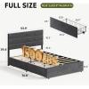 imageWLIVE Queen Size Upholstered Bed Frame with 4 Drawers and Velvet Square Tufted Headboard Sturdy Metal ampamp Wooden Slats Support No Box Spring Needed Easy Assembly Light GreyGrey