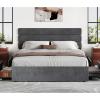 imageWLIVE Queen Size Upholstered Bed Frame with 4 Drawers and Velvet Square Tufted Headboard Sturdy Metal ampamp Wooden Slats Support No Box Spring Needed Easy Assembly Light GreyGrey