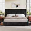 imageWLIVE Queen Size Upholstered Bed Frame with 4 Drawers and Velvet Square Tufted Headboard Sturdy Metal ampamp Wooden Slats Support No Box Spring Needed Easy Assembly Light GreyBlack