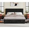 imageWLIVE Queen Size Upholstered Bed Frame with 4 Drawers and Velvet Square Tufted Headboard Sturdy Metal ampamp Wooden Slats Support No Box Spring Needed Easy Assembly Light GreyBlack