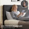 imageWLIVE Queen Size Upholstered Bed Frame with 4 Drawers and Velvet Square Tufted Headboard Sturdy Metal ampamp Wooden Slats Support No Box Spring Needed Easy Assembly Light GreyBlack